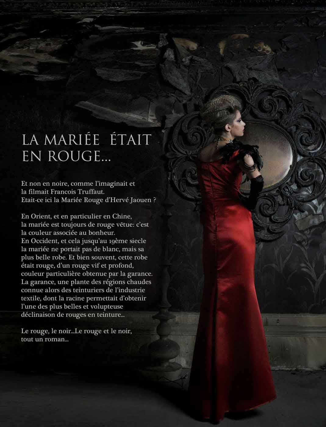 Fashion Photography: female La Mariée était en rouge magazine female red dress