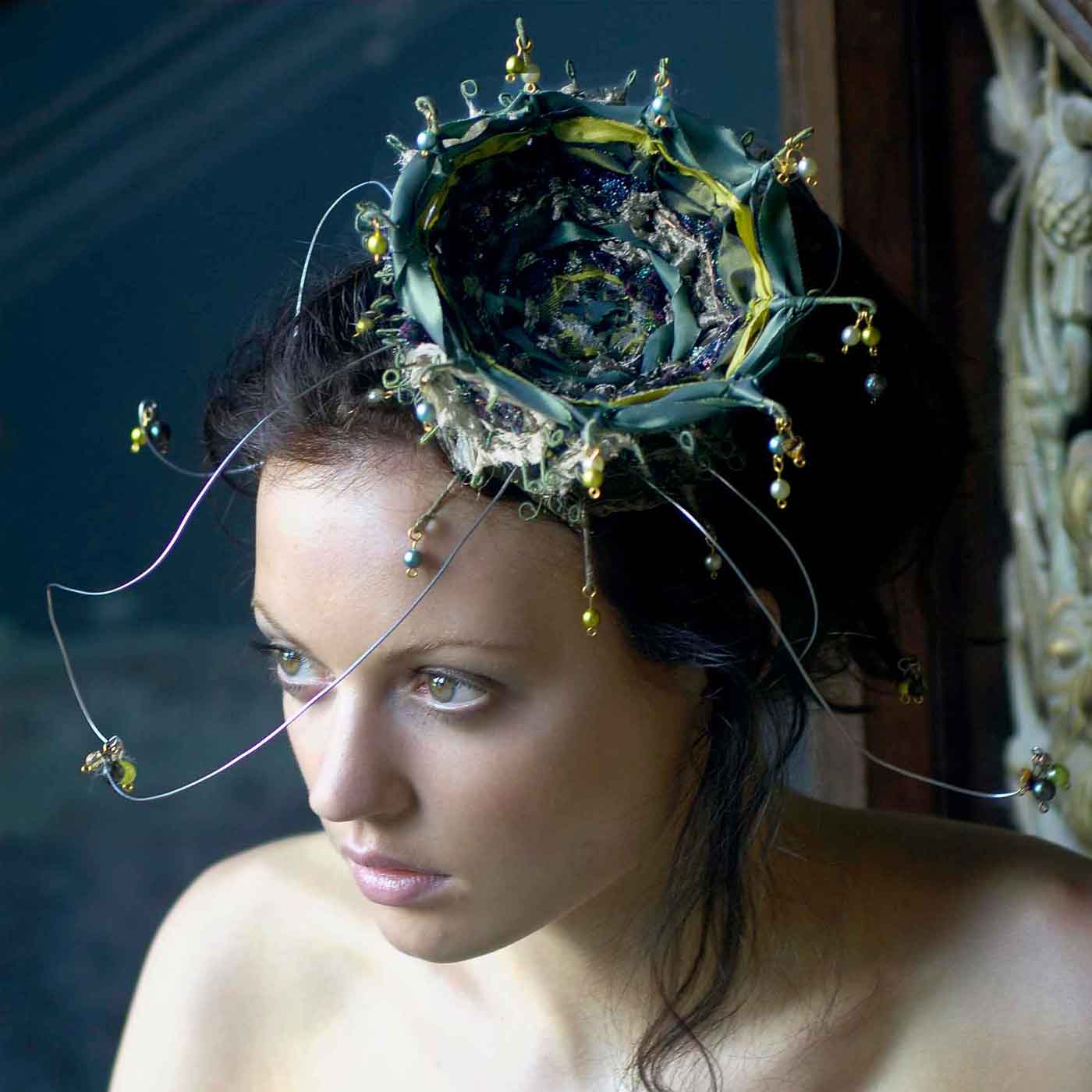 Fashion Photography: green fascinator female