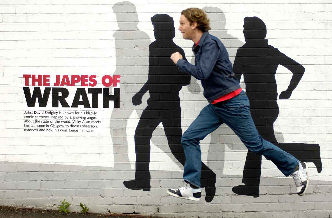 Publicity Photography: David Shrigley, Artist, PR shot magazine article